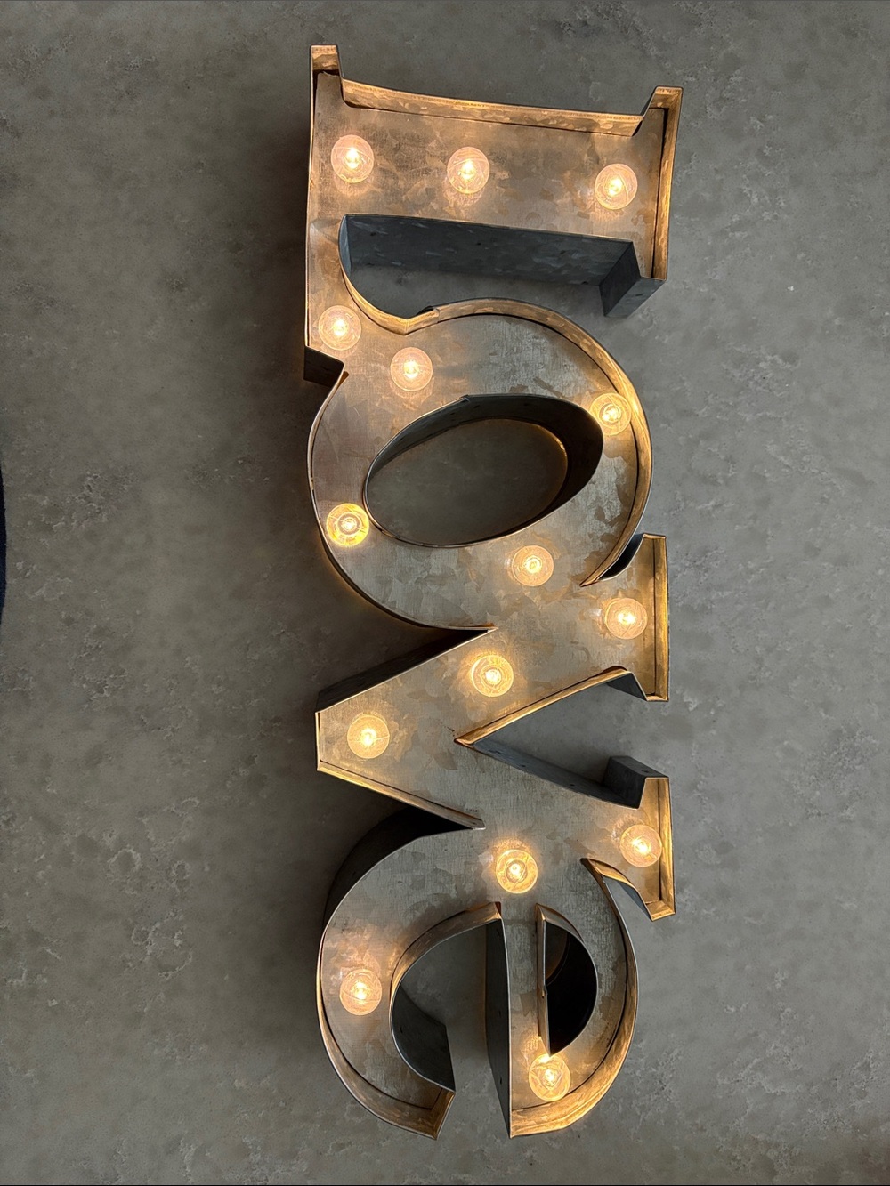 LOVE Marquee Wall Sculpture with Warm Bulbs - Gray